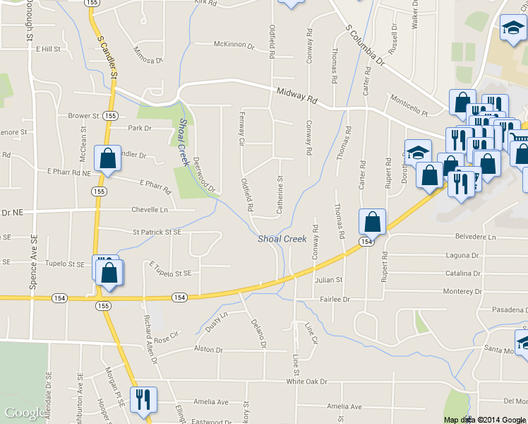 map of restaurants, bars, coffee shops, grocery stores, and more near 1477 Catherine Street in Decatur
