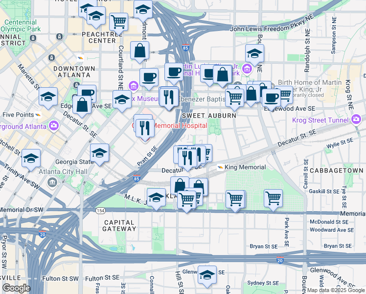 map of restaurants, bars, coffee shops, grocery stores, and more near 330 Auburn Pointe Drive Southeast in Atlanta