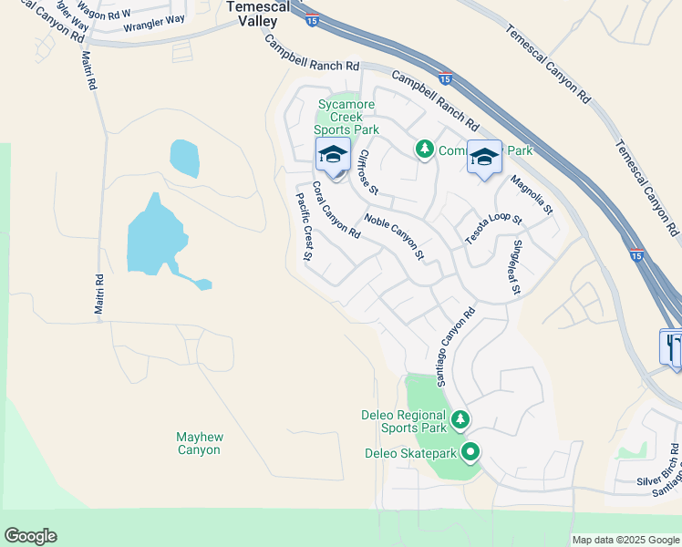 map of restaurants, bars, coffee shops, grocery stores, and more near 10940 Marygold Way in Corona