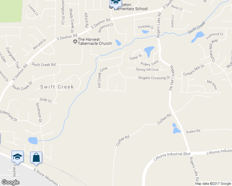 map of restaurants, bars, coffee shops, grocery stores, and more near 6923 Dalehollow Drive in Lithonia