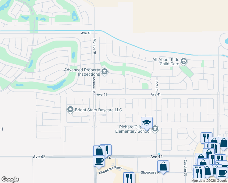 map of restaurants, bars, coffee shops, grocery stores, and more near 82118 Dunn Drive in Indio