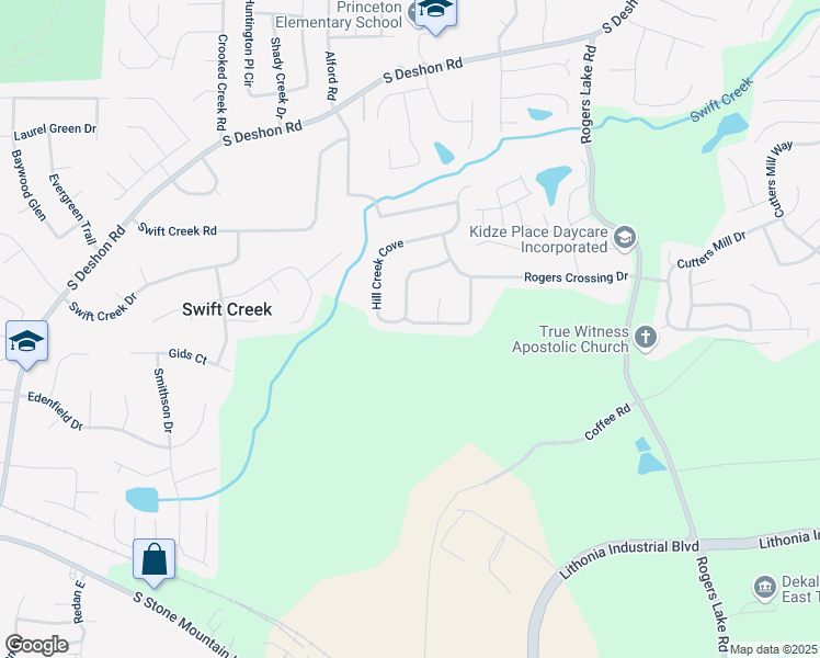 map of restaurants, bars, coffee shops, grocery stores, and more near 6899 Dalehollow Drive in Lithonia