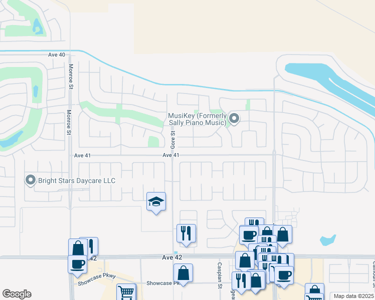 map of restaurants, bars, coffee shops, grocery stores, and more near 82577 Belfort Court in Indio