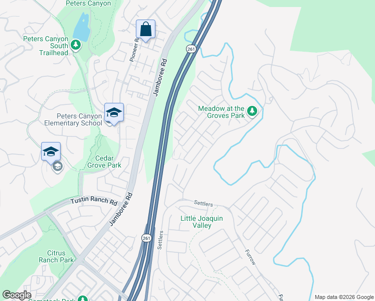 map of restaurants, bars, coffee shops, grocery stores, and more near 93 Rockinghorse in Irvine