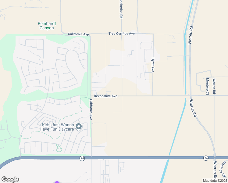 map of restaurants, bars, coffee shops, grocery stores, and more near 25495 Los Rancherias Road in Hemet
