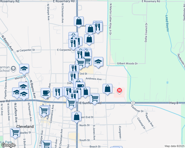 map of restaurants, bars, coffee shops, grocery stores, and more near 607 3rd Street in Cleveland