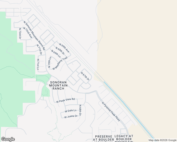 map of restaurants, bars, coffee shops, grocery stores, and more near 29363 North 67th Avenue in Peoria