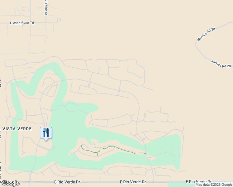 map of restaurants, bars, coffee shops, grocery stores, and more near 17904 East Cindercone Road in Rio Verde