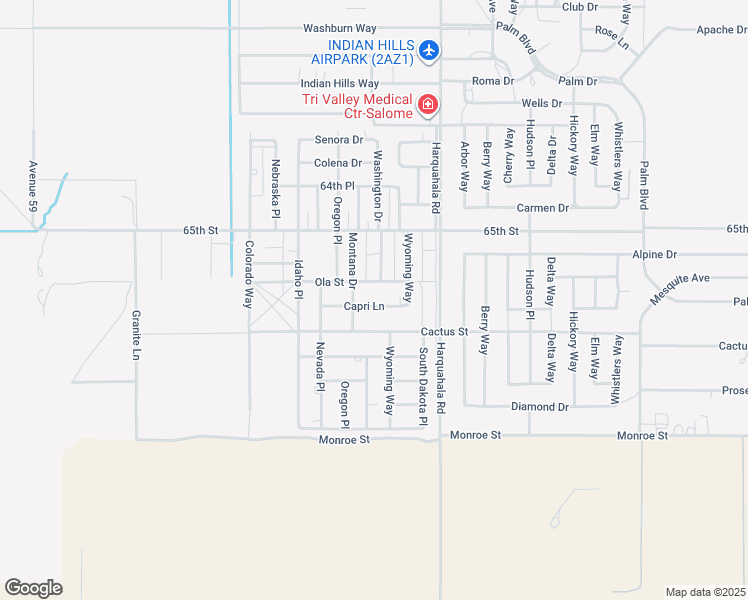 map of restaurants, bars, coffee shops, grocery stores, and more near 66841 Capri Lane in Salome