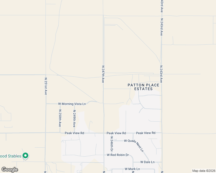 map of restaurants, bars, coffee shops, grocery stores, and more near North 247th Avenue in Wittmann