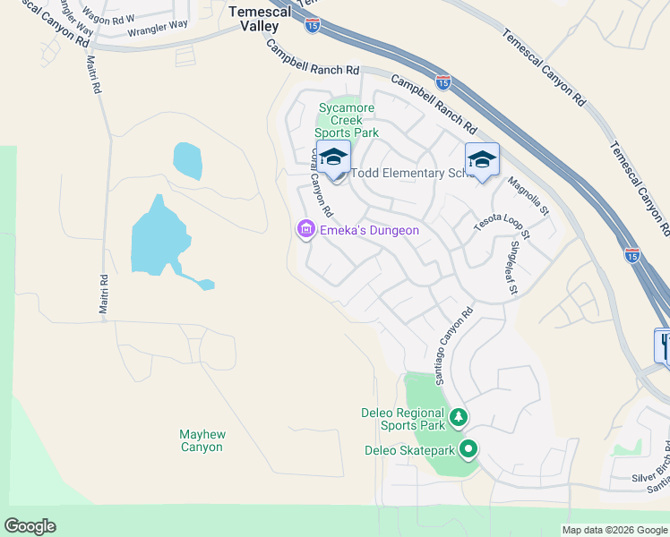 map of restaurants, bars, coffee shops, grocery stores, and more near 10889 Cameron Court in Corona