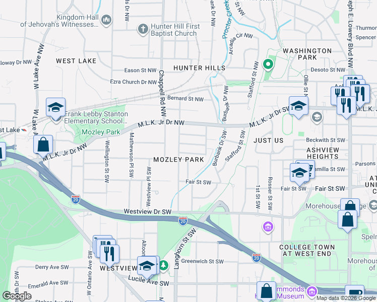 map of restaurants, bars, coffee shops, grocery stores, and more near in Atlanta