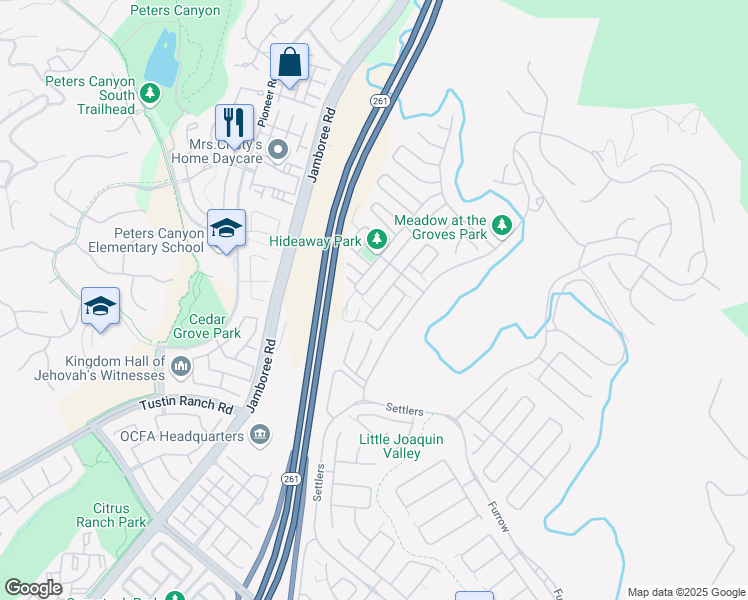 map of restaurants, bars, coffee shops, grocery stores, and more near 91 Rockinghorse in Irvine