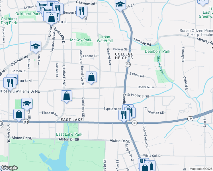 map of restaurants, bars, coffee shops, grocery stores, and more near 2787 Hosea L Williams Drive Northeast in Atlanta