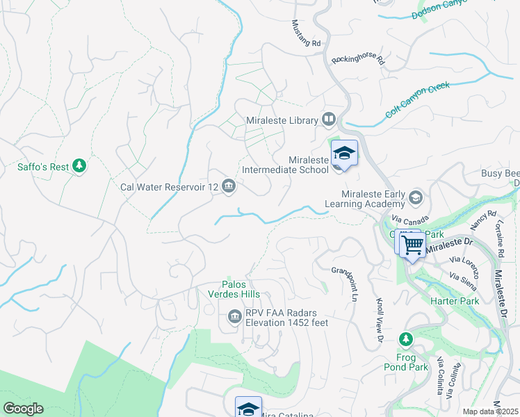 map of restaurants, bars, coffee shops, grocery stores, and more near 46 Eastfield Drive in Rolling Hills