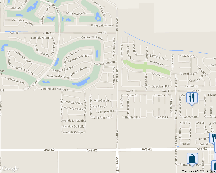 map of restaurants, bars, coffee shops, grocery stores, and more near 81922 Camino Cantos in Indio