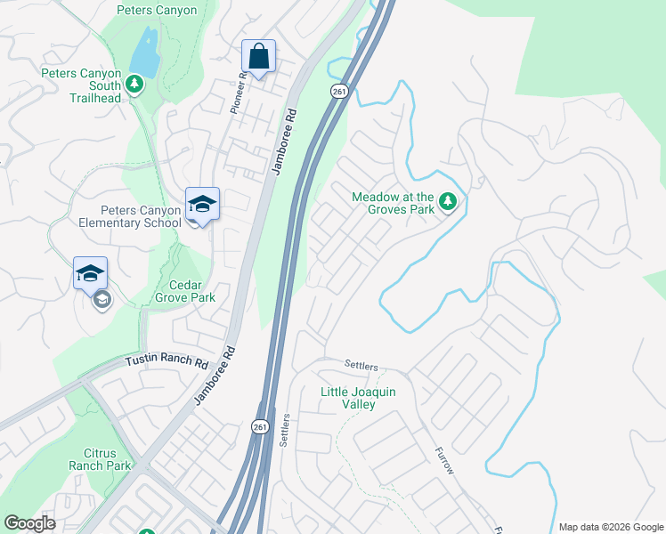 map of restaurants, bars, coffee shops, grocery stores, and more near 93 Rockinghorse in Irvine