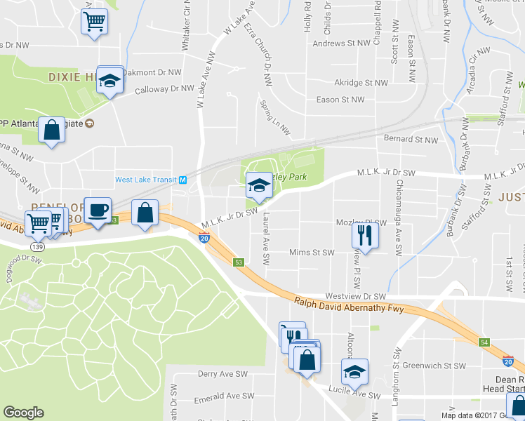 map of restaurants, bars, coffee shops, grocery stores, and more near 125 Laurel Avenue Southwest in Atlanta