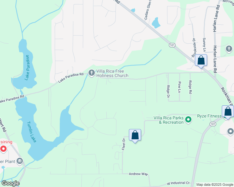 map of restaurants, bars, coffee shops, grocery stores, and more near 1600 Lake Paradise Road in Villa Rica