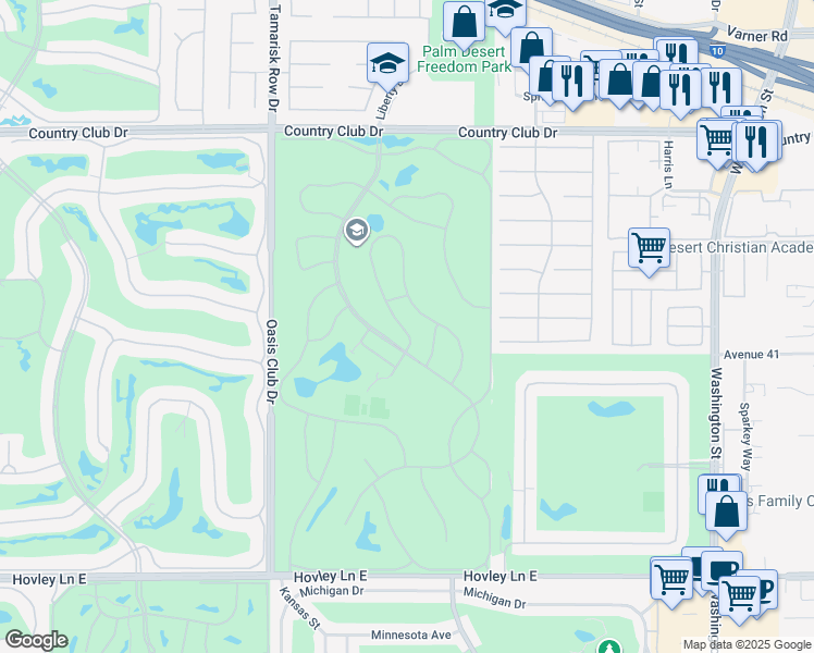 map of restaurants, bars, coffee shops, grocery stores, and more near 40960 La Costa Circle West in Palm Desert