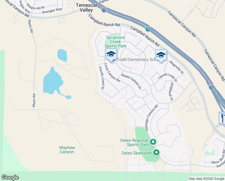 map of restaurants, bars, coffee shops, grocery stores, and more near 10952 Marygold Way in Corona