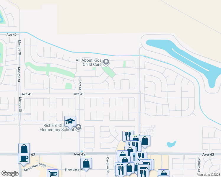 map of restaurants, bars, coffee shops, grocery stores, and more near 40902 Treasure City Lane in Indio