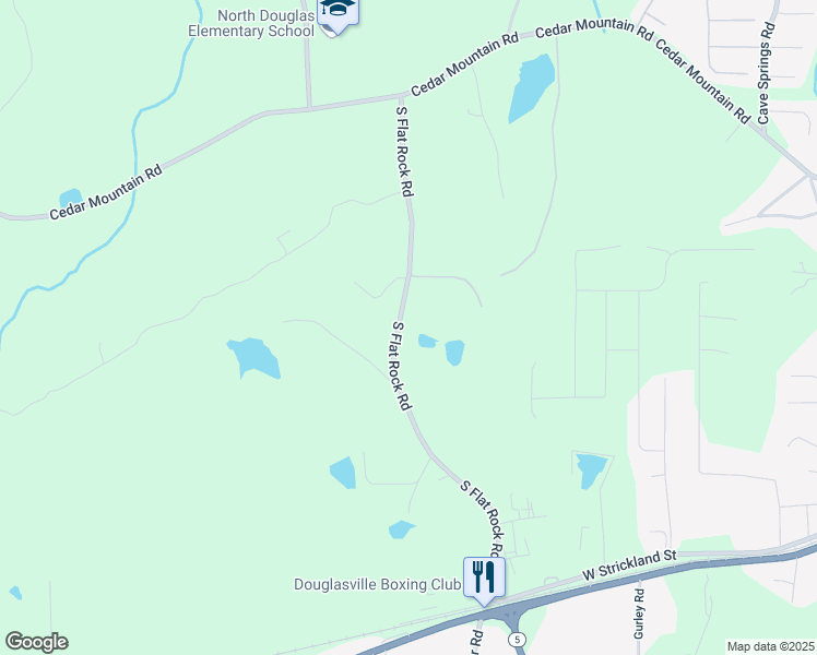 map of restaurants, bars, coffee shops, grocery stores, and more near 1982 South Flat Rock Road in Douglasville
