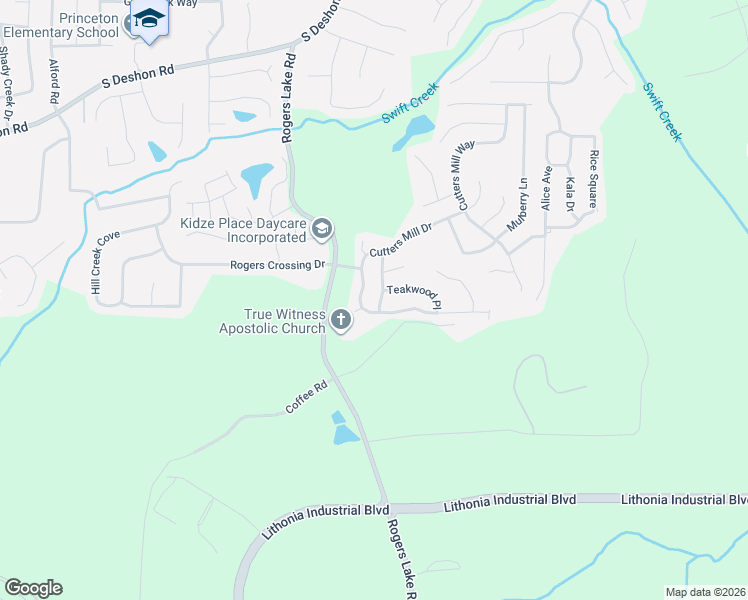 map of restaurants, bars, coffee shops, grocery stores, and more near 6911 Cutters Cove in Lithonia