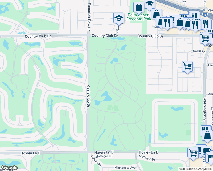 map of restaurants, bars, coffee shops, grocery stores, and more near 40818 Sea Island Lane in Palm Desert