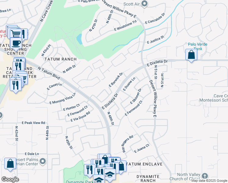 map of restaurants, bars, coffee shops, grocery stores, and more near 4833 East Baker Drive in Cave Creek