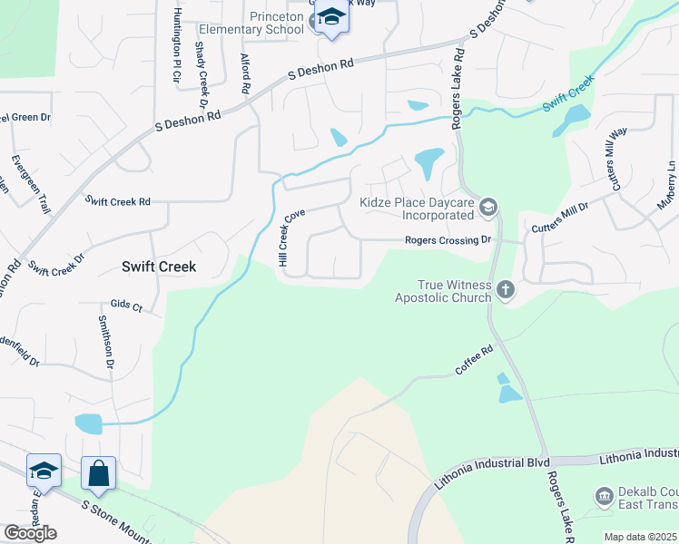 map of restaurants, bars, coffee shops, grocery stores, and more near 6932 Dalehollow Drive in Lithonia