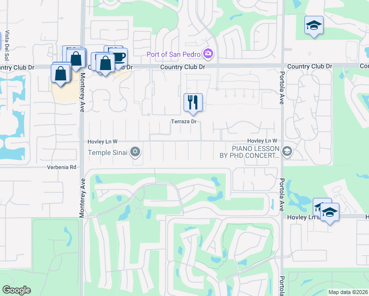 map of restaurants, bars, coffee shops, grocery stores, and more near 40785 Avenue Rosario in Palm Desert