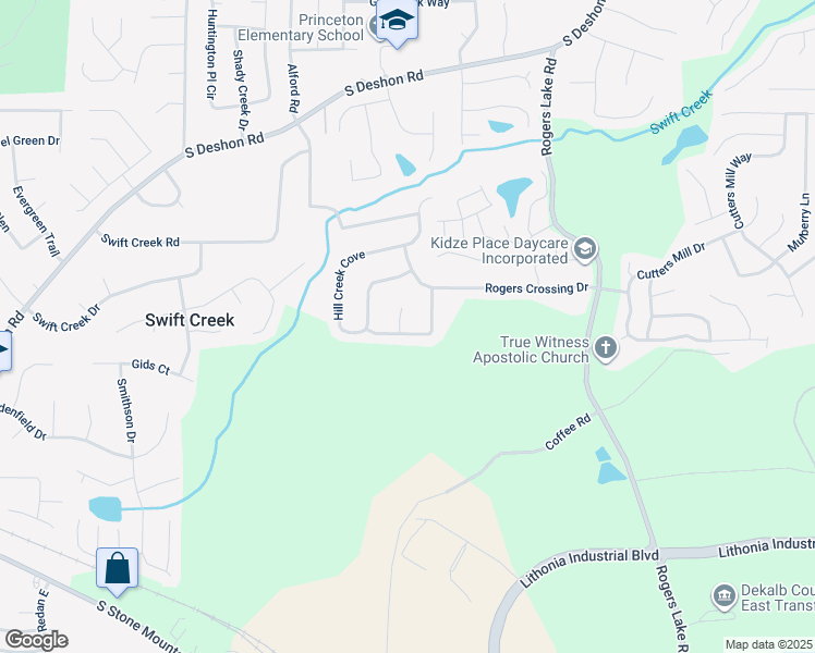 map of restaurants, bars, coffee shops, grocery stores, and more near 6932 Dalehollow Drive in Lithonia