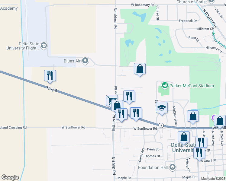 map of restaurants, bars, coffee shops, grocery stores, and more near 205 Ronaldman Road in Cleveland
