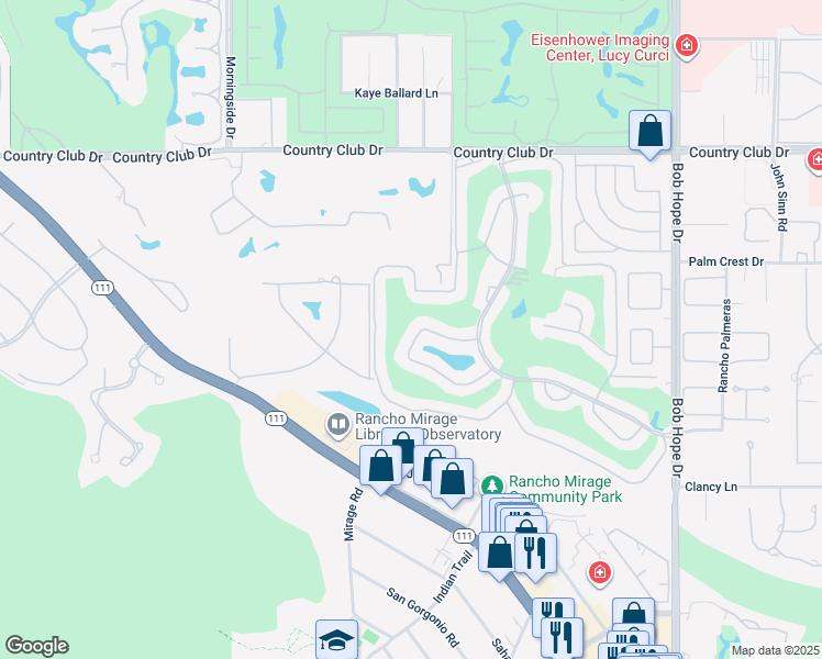 map of restaurants, bars, coffee shops, grocery stores, and more near 48 Palma Drive in Rancho Mirage