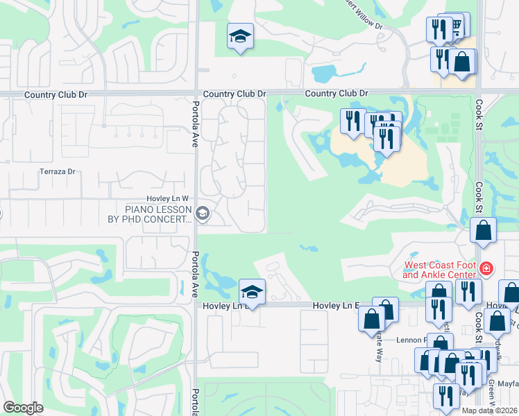 map of restaurants, bars, coffee shops, grocery stores, and more near 103 Verde Way in Palm Desert