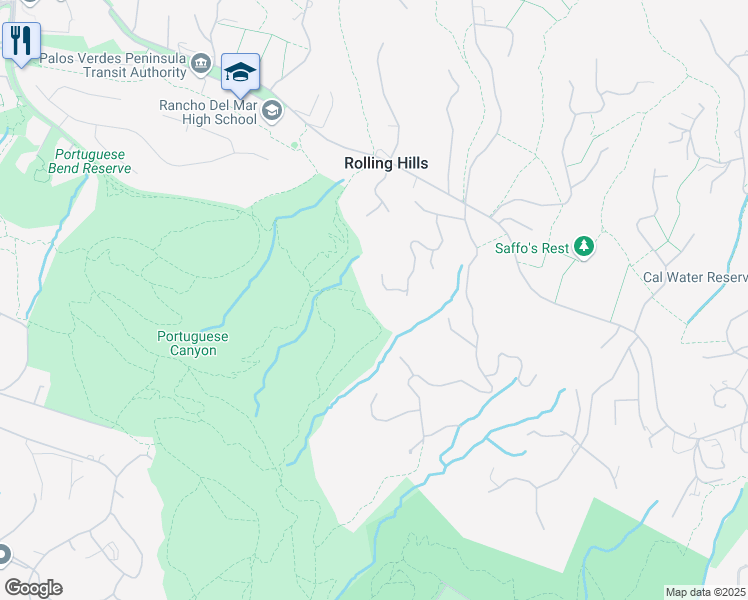map of restaurants, bars, coffee shops, grocery stores, and more near 20 Cinchring Road in Rolling Hills