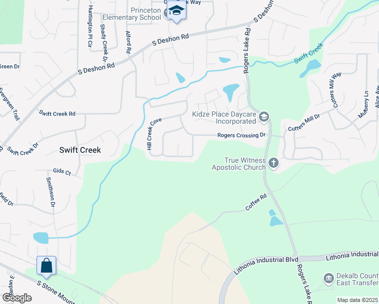 map of restaurants, bars, coffee shops, grocery stores, and more near 6948 Dalehollow Drive in Lithonia