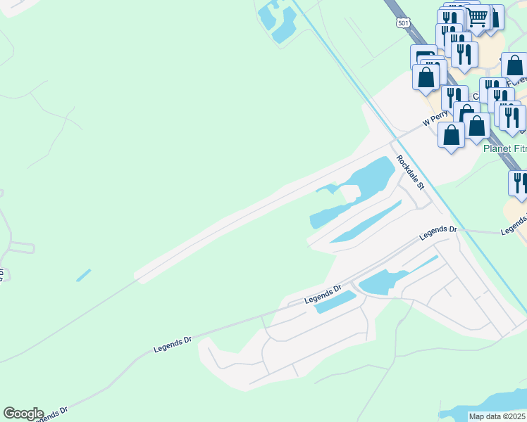 map of restaurants, bars, coffee shops, grocery stores, and more near 565 West Perry Road in Myrtle Beach