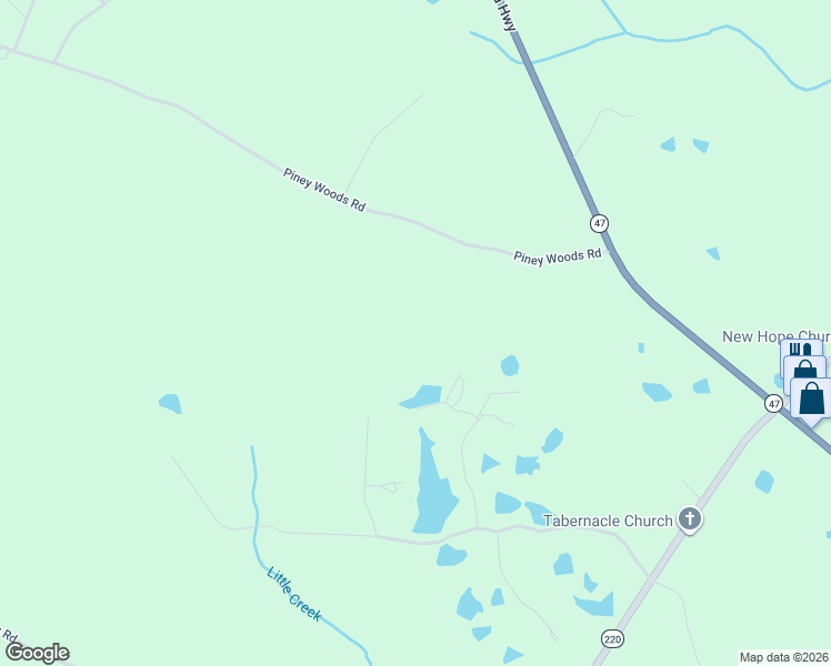 map of restaurants, bars, coffee shops, grocery stores, and more near 2371 Piney Woods Road in Lincolnton