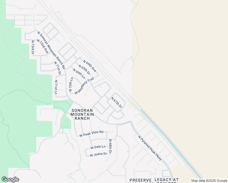 map of restaurants, bars, coffee shops, grocery stores, and more near 6742 West Blackstone Lane in Peoria