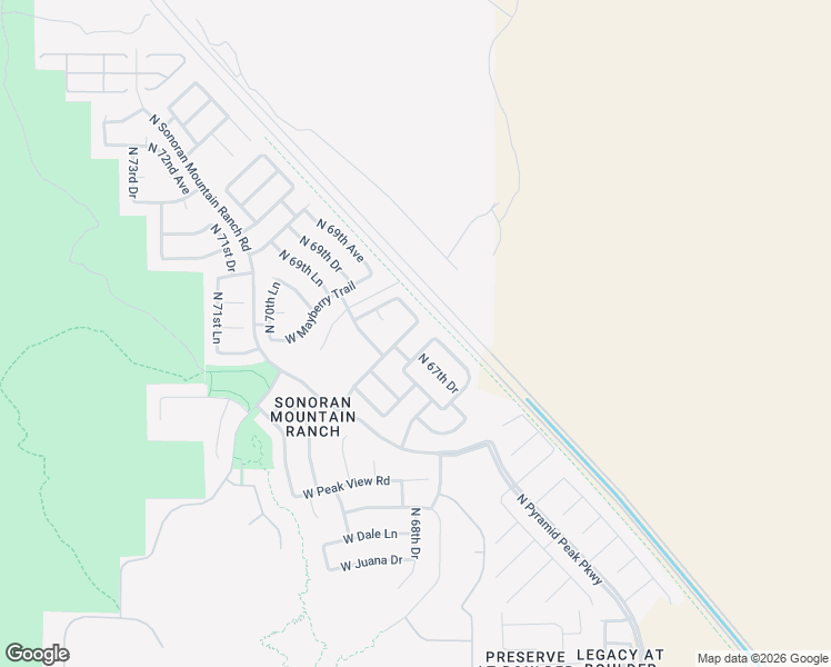 map of restaurants, bars, coffee shops, grocery stores, and more near 6742 West Blackstone Lane in Peoria
