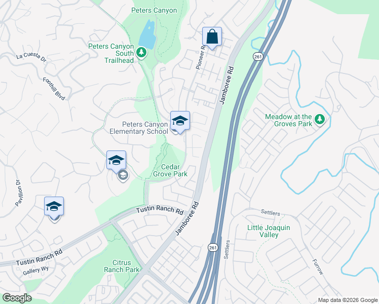map of restaurants, bars, coffee shops, grocery stores, and more near 2865 Pankey Avenue in Tustin