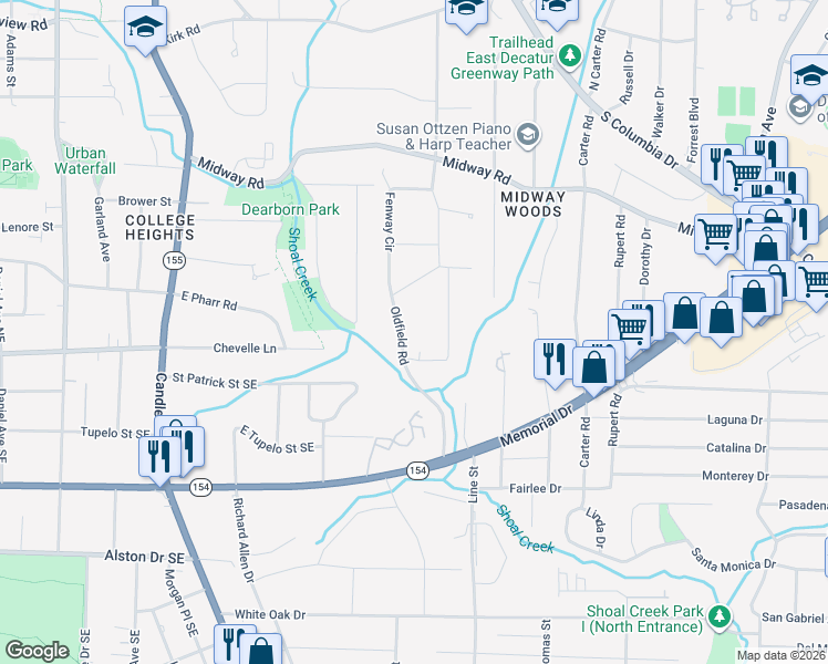 map of restaurants, bars, coffee shops, grocery stores, and more near 1477 Catherine Street in Decatur