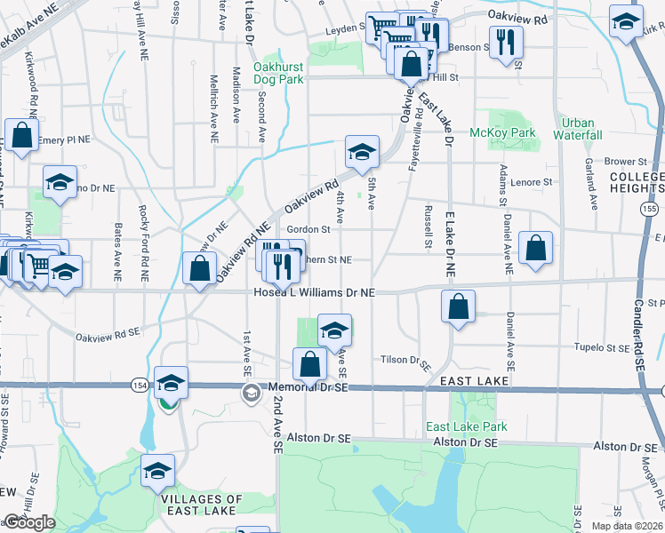 map of restaurants, bars, coffee shops, grocery stores, and more near 2426 Hosea L Williams Drive Northeast in Atlanta