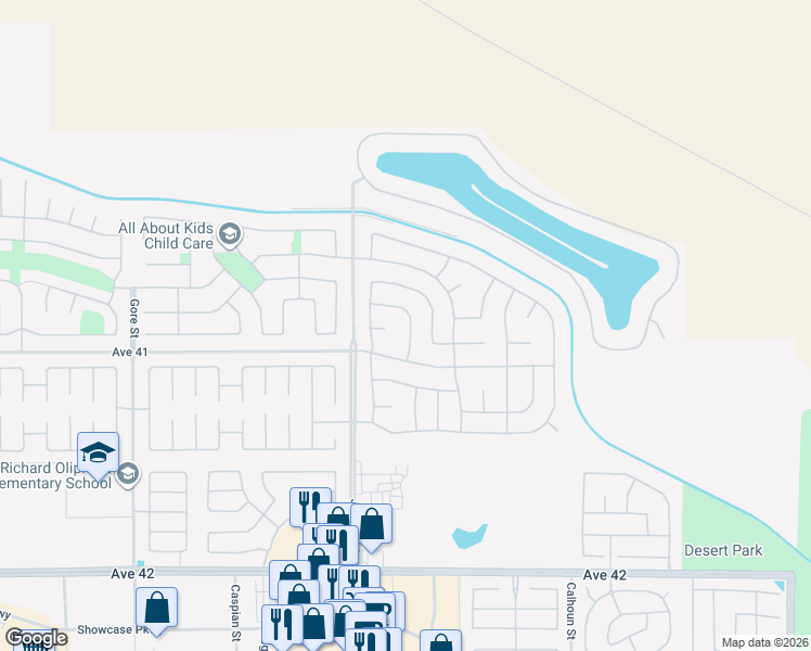 map of restaurants, bars, coffee shops, grocery stores, and more near 40965 Singing Hills Dr in Indio