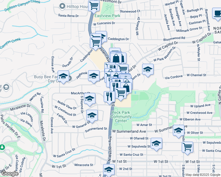 map of restaurants, bars, coffee shops, grocery stores, and more near 29403 South Western Avenue in Rancho Palos Verdes