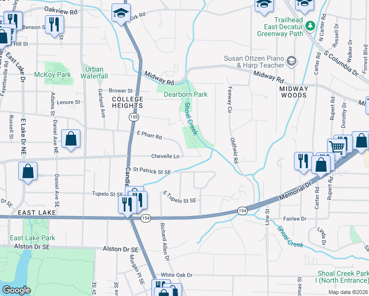 map of restaurants, bars, coffee shops, grocery stores, and more near 469 Chevelle Lane in Decatur