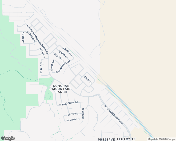 map of restaurants, bars, coffee shops, grocery stores, and more near 29355 North 67th Avenue in Peoria