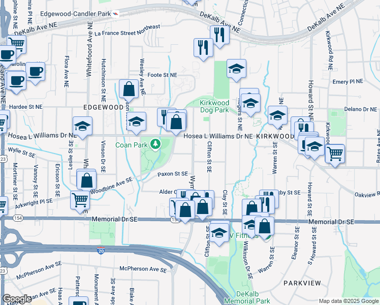 map of restaurants, bars, coffee shops, grocery stores, and more near 39 Wyman Street Southeast in Atlanta